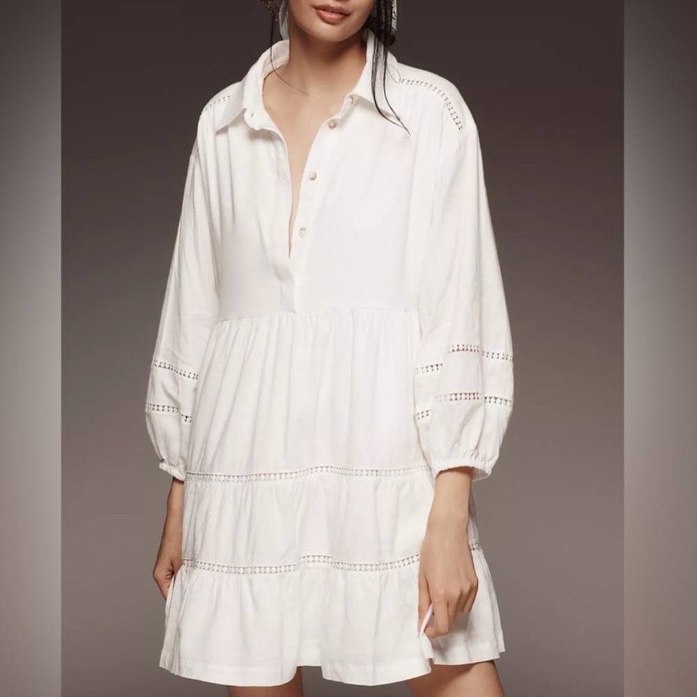 Anthropologie Maeve Bettina Tiered Shirt Dress